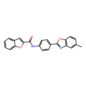 N-[4-(5-methyl-1,3-benzoxazol-2-yl)phenyl]-1-benzofuran-2-carboxamide structure