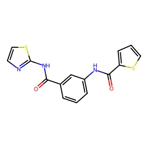 N-[3-(1,3-thiazol-2-ylcarbamoyl)phenyl]thiophene-2-carboxamide structure