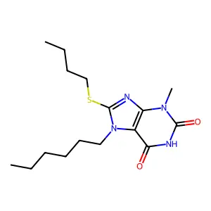 8-Butylsulfanyl-7-hexyl-3-methylpurine-2,6-dione structure