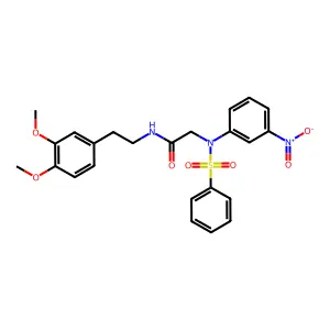 2-[N-(benzenesulfonyl)-3-nitroanilino]-N-[2-(3,4-dimethoxyphenyl)ethyl]acetamide structure