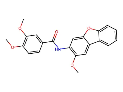 3,4-dimethoxy-N-(2-methoxydibenzofuran-3-yl)benzamide structure