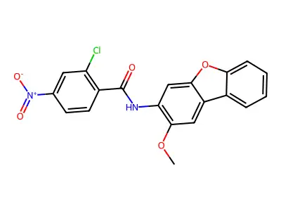 2-chloro-N-(2-methoxydibenzofuran-3-yl)-4-nitrobenzamide structure