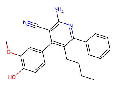 2-Amino-5-butyl-4-(4-hydroxy-3-methoxyphenyl)-6-phenylnicotinonitrile structure
