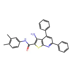 3-amino-N-(3,4-dimethylphenyl)-4,6-diphenylthieno[2,3-b]pyridine-2-carboxamide structure