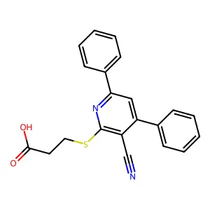 3-(3-Cyano-4,6-diphenyl-pyridin-2-ylsulfanyl)-propionic acid structure