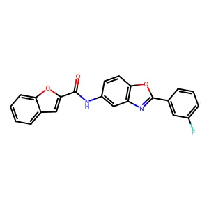 N-[2-(3-fluorophenyl)-1,3-benzoxazol-5-yl]-1-benzofuran-2-carboxamide structure
