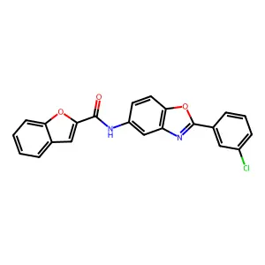 N-[2-(3-chlorophenyl)-1,3-benzoxazol-5-yl]-1-benzofuran-2-carboxamide structure