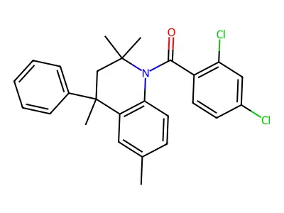 (2,4-dichlorophenyl)-(2,2,4,6-tetramethyl-4-phenyl-3H-quinolin-1-yl)methanone structure