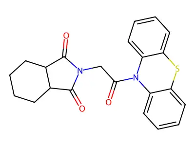 2-[2-oxo-2-(10H-phenothiazin-10-yl)ethyl]hexahydro-1H-isoindole-1,3(2H)-dione structure