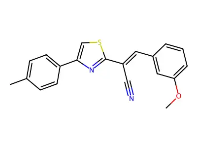 (E)-3-(3-methoxyphenyl)-2-[4-(4-methylphenyl)-1,3-thiazol-2-yl]prop-2-enenitrile structure