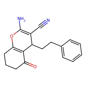 2-amino-5-oxo-4-(2-phenylethyl)-5,6,7,8-tetrahydro-4H-chromene-3-carbonitrile structure