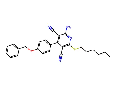 2-Amino-6-hexylsulfanyl-4-(4-phenylmethoxyphenyl)pyridine-3,5-dicarbonitrile structure