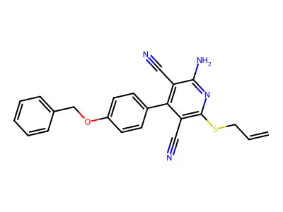 2-(Allylthio)-6-amino-4-(4-(benzyloxy)phenyl)pyridine-3,5-dicarbonitrile structure