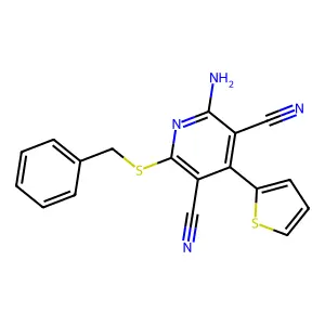 2-Amino-6-(benzylsulfanyl)-4-(thiophen-2-yl)pyridine-3,5-dicarbonitrile structure