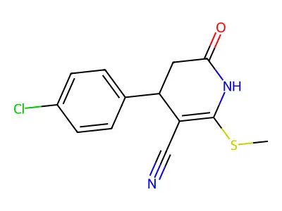 4-(4-chlorophenyl)-6-methylsulfanyl-2-oxo-3,4-dihydro-1H-pyridine-5-carbonitrile structure