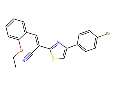 (E)-2-[4-(4-bromophenyl)-1,3-thiazol-2-yl]-3-(2-ethoxyphenyl)prop-2-enenitrile structure