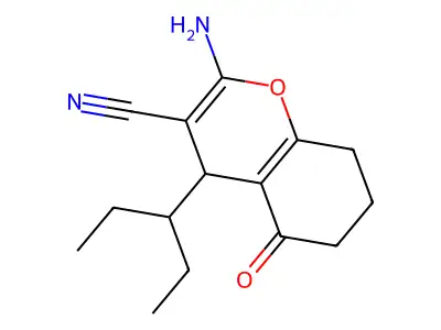 2-amino-5-oxo-4-(pentan-3-yl)-5,6,7,8-tetrahydro-4H-chromene-3-carbonitrile structure