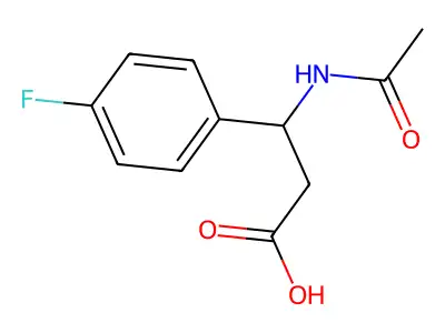 (3R)-3-acetamido-3-(4-fluorophenyl)propanoic acid structure