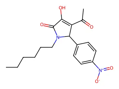 4-acetyl-1-hexyl-3-hydroxy-5-{4-nitrophenyl}-1,5-dihydro-2H-pyrrol-2-one structure