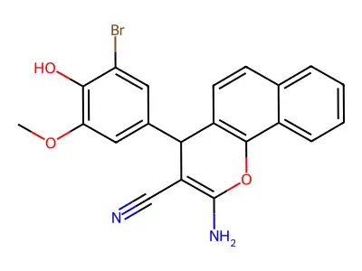 2-amino-4-(3-bromo-4-hydroxy-5-methoxyphenyl)-4H-benzo[h]chromene-3-carbonitrile structure