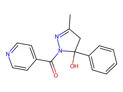 (5-hydroxy-3-methyl-5-phenyl-4H-pyrazol-1-yl)-pyridin-4-ylmethanone structure