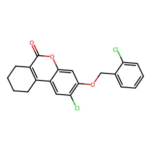 2-Chloro-3-[(2-chlorophenyl)methoxy]-7,8,9,10-tetrahydrobenzo[c]chromen-6-one structure