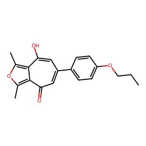 8-hydroxy-1,3-dimethyl-6-(4-propoxyphenyl)-4H-cyclohepta[c]furan-4-one structure