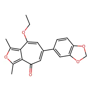 6-Benzo[1,3]dioxol-5-yl-8-ethoxy-1,3-dimethyl-cyclohepta[c]furan-4-one structure