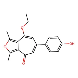 8-ethoxy-6-(4-hydroxyphenyl)-1,3-dimethyl-4H-cyclohepta[c]furan-4-one structure