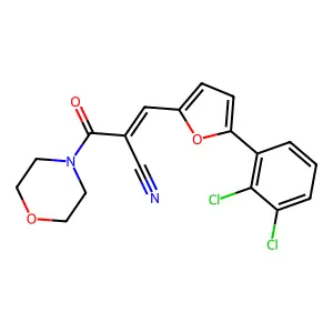 (Z)-3-(5-(2,3-dichlorophenyl)furan-2-yl)-2-(morpholine-4-carbonyl)acrylonitrile structure