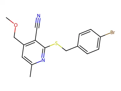 2-[(4-Bromobenzyl)sulfanyl]-4-(methoxymethyl)-6-methylnicotinonitrile structure