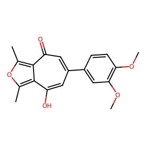 6-(3,4-dimethoxyphenyl)-8-hydroxy-1,3-dimethyl-4H-cyclohepta[c]furan-4-one structure