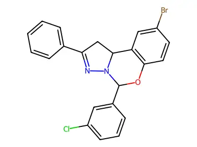 9-Bromo-5-(3-chlorophenyl)-2-phenyl-1,10b-dihydropyrazolo[1,5-c][1,3]benzoxazine structure