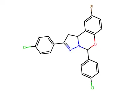 9-Bromo-2,5-bis(4-chlorophenyl)-1,10B-dihydropyrazolo(1,5-C)(1,3)benzoxazine structure