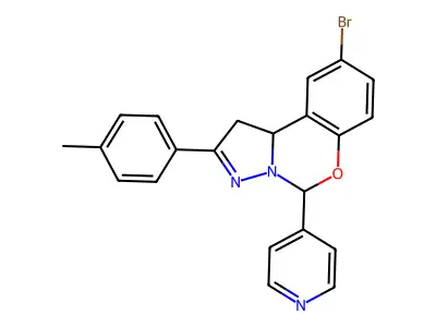 9-bromo-2-(4-methylphenyl)-5-pyridin-4-yl-1,10b-dihydropyrazolo[1,5-c][1,3]benzoxazine structure