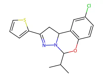 9-Chloro-5-isopropyl-2-(2-thienyl)-1,10B-dihydropyrazolo(1,5-C)(1,3)benzoxazine structure