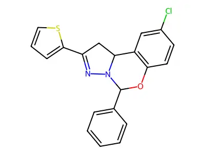 9-Chloro-5-phenyl-2-(2-thienyl)-1,10b-dihydropyrazolo[1,5-c][1,3]benzoxazine structure