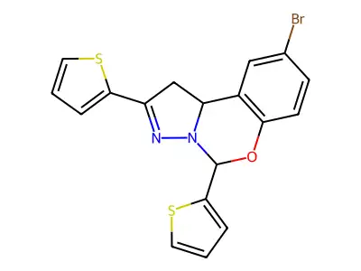 9-bromo-2,5-dithiophen-2-yl-5,10b-dihydro-1H-pyrazolo[1,5-c][1,3]benzoxazine structure