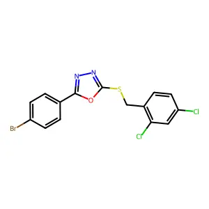 2-(4-Bromophenyl)-5-[(2,4-dichlorophenyl)methylsulfanyl]-1,3,4-oxadiazole structure