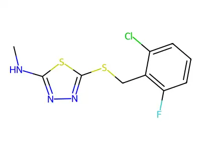 5-[(2-chloro-6-fluorophenyl)methylsulfanyl]-N-methyl-1,3,4-thiadiazol-2-amine structure