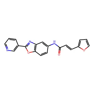 (E)-3-(furan-2-yl)-N-(2-pyridin-3-yl-1,3-benzoxazol-5-yl)prop-2-enamide structure