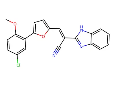 2-(1H-benzimidazol-2-yl)-3-[5-(5-chloro-2-methoxyphenyl)furan-2-yl]prop-2-enenitrile structure