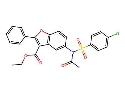 ethyl 5-(N-((4-chlorophenyl)sulfonyl)acetamido)-2-phenylbenzofuran-3-carboxylate structure