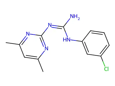 N-(3-chlorophenyl)-N'-(4,6-dimethylpyrimidin-2-yl)guanidine structure