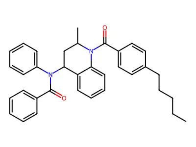 N-[2-methyl-1-(4-pentylbenzoyl)-1,2,3,4-tetrahydro-4-quinolinyl]-N-phenylbenzamide structure