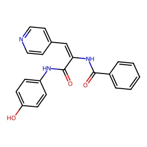 N-[3-(4-hydroxyanilino)-3-oxo-1-pyridin-4-ylprop-1-en-2-yl]benzamide structure