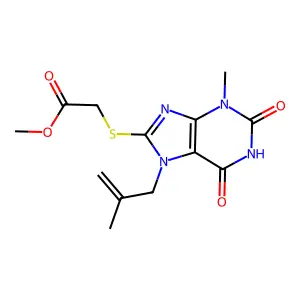 Methyl 2-[3-methyl-7-(2-methylprop-2-enyl)-2,6-dioxopurin-8-yl]sulfanylacetate structure