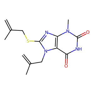 3-Methyl-7-(2-methylprop-2-enyl)-8-(2-methylprop-2-enylsulfanyl)purine-2,6-dione structure