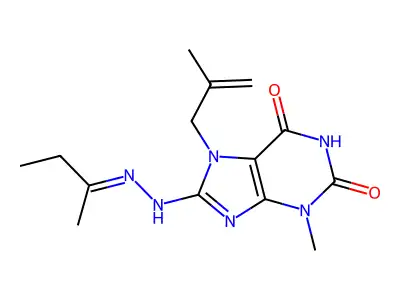 3,7-Dihydro-3-methyl-7-(2-methyl-2-propen-1-yl)-8-[2-(1-methylpropylidene)hydrazinyl]-1H-purine-2,6-dione structure