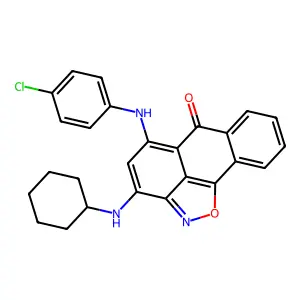 5-(4-chloroanilino)-3-(cyclohexylamino)-6H-anthra[1,9-cd]isoxazol-6-one structure